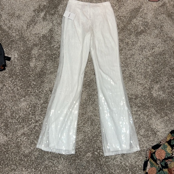NWT FOREVER 21 l Sequin High-Rise Flare Pants size xs - Picture 8 of 11